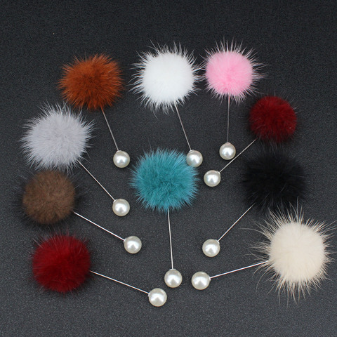 2022 New Cute Charm Simulated Pearl Brooch Pins For Women Korean Fur Ball Piercing Lapel Brooches Collar Jewelry Gift Kids Girls ► Photo 1/6