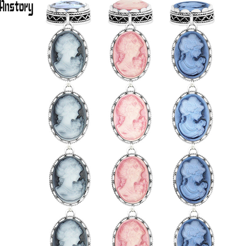 Oval Lady Queen Cameo Strand Bracelets For Women Vintage Look Antique Silver Plated Fashion Jewelry TB307 ► Photo 1/6