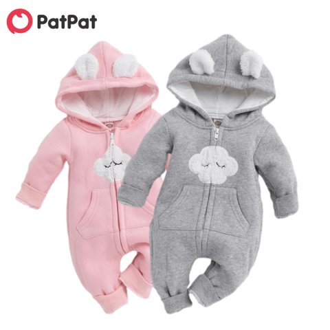 PatPat 2022 New Arrival  Winter Baby Adorable Cloud Hooded Baby Rompers for Baby Boys and Girls Warm Unisex Jumpsuits Clothes ► Photo 1/6