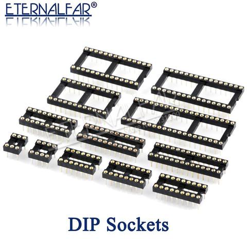 IC Sockets  DIP Socket Needle seat DIP8 DIP14 DIP16 DIP18 DIP20 DIP28 DIP40 Pins Round Hole Microcontrollers 2.54 PCB Connector ► Photo 1/4