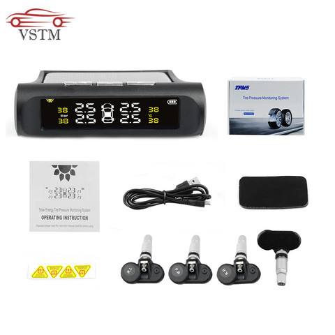 2022 Smart Car TPMS Tyre Pressure Monitoring System Solar Power Digital LCD Display Auto Security Alarm Systems Tyre Pressure ► Photo 1/6