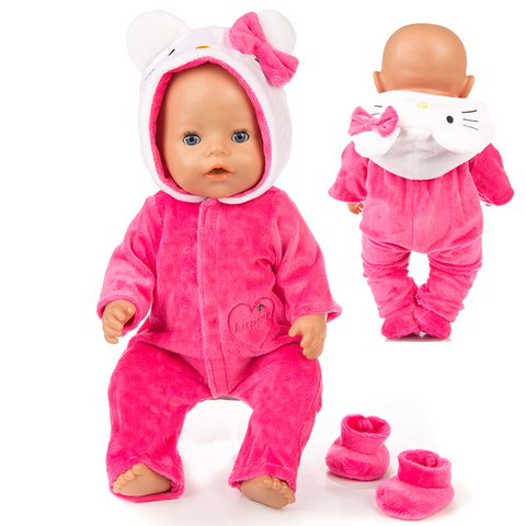 Warm Rompers jumpsuits+shoes Fit 17 inch 43cm Doll Clothes Born Baby Rompers Suit For Baby Birthday Festival Gift ► Photo 1/6