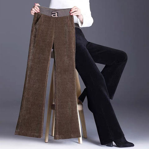Casual warm corduroy wide leg pants women korean HIgh waist loose straight pants female 2022 new thickening velvet flare trouser ► Photo 1/6