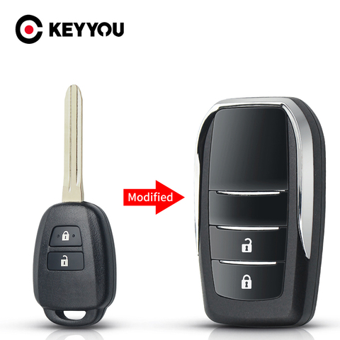 KEYYOU Replacement Modified Flip Folding Key Shell For Toyota Highlander Corolla RAV4 Avlon Tacoma Remote Key Case 2 Buttons ► Photo 1/6