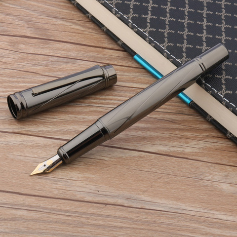 Luxury High Quality Metal Copper Gun Gray Fountain Pen Classic Elegante Medium 0.7MM INK Pens Stationery Office School Supplies ► Photo 1/6