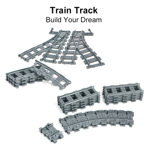 Flexible Train Railway Fit Trains Rails City Tracks sets Forked Straight Curved Educational Building Blocks Toys For Kids Gifts ► Photo 1/6