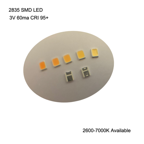 100PCS High CRI 95+ 2835 SMD LED 3V 60ma 16-26lm 2600-7000K Available For LED Lighting ► Photo 1/4