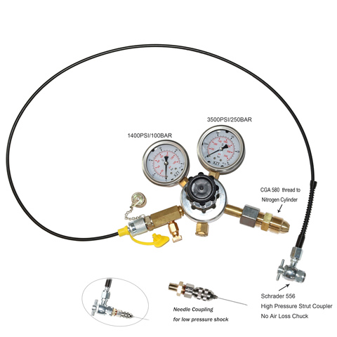 S3 Nitrogen gas charging kit for shock,Regulator Air Chuck Schrader Shock Fill tool, Schrader 556 couplings ► Photo 1/6