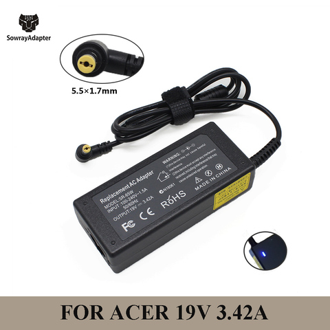 19V 3.42A 65W 5.5x1.7mm AC Adapter Charger for Acer Aspire 5315 5630 5735 5920 5535 5738 6920 7520 notebook Laptop power supply ► Photo 1/6
