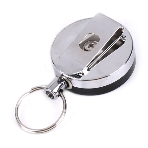 1PCS Portable Fashion ID Card Holder Clips Classic Casual Stainless Steel Badge Reel Retractable Key Ring ► Photo 1/6