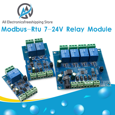 Modbus-Rtu 1/2 Channel 7-24V Relay Module Switch Modbus RTU 4 Channel Relay Output 12V Switch Input 485 Communication TTL Pin He ► Photo 1/6