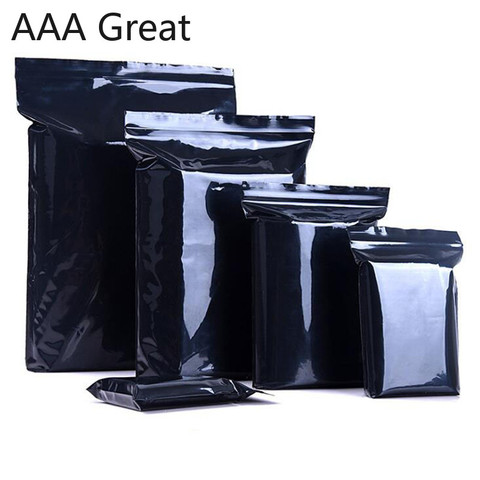 100Pcs/Lot Black Plastic Zip Lock Ziplock Bags Nuts Storage Package Small Jewelry Packaging Reclosable Samples Zip Bags Pouches ► Photo 1/6