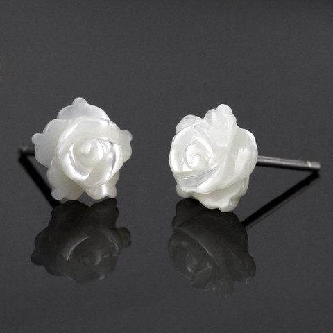 925 Sterling Silver Rose Flower Stud Earrings For Women Luxury Bride lady fashion jewelry Anti allergy ► Photo 1/6