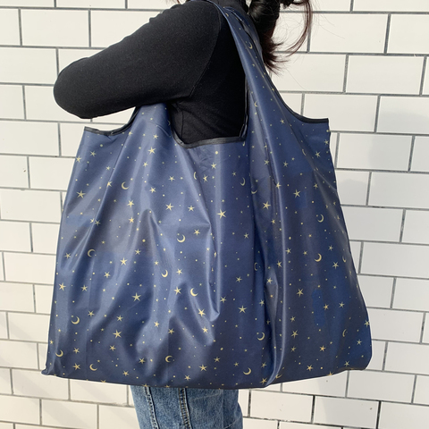 BIG Eco-friendly Folding Shopping Bag  Reusable Portable Shoulder Handbag for Travel Grocery Fashion Pocket Tote Bags ► Photo 1/3