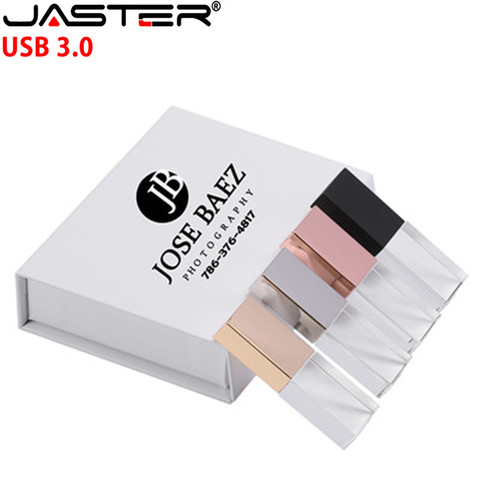 JASTER Transparent Glass USB 3.0 For Car Logo usb pen drive 4GB 16GB 32GB 64GB USB Flash drive, Memory Drive Stick Pen/ Car gift ► Photo 1/6