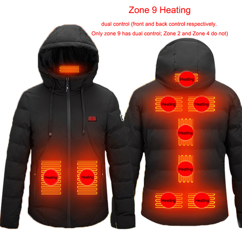 2022 New 2/4/9 Places Heated Jacket Men & Women Coat Intelligent USB Electric Heating Thermal Coat Winter Heated Vest Plus Size ► Photo 1/6