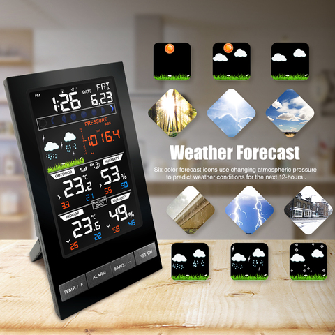 VL2810 Weather Station Display Console Digital Thermometer Hygrometer Moon Phase Weather Forecast Pressure Snooze Alarm Clock ► Photo 1/6