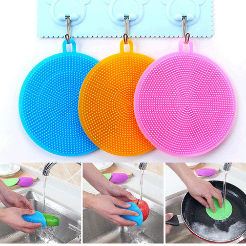 1PC Silicone Cleaning Brush Dishwashing Scrubber Sponge Multi-functional  Fruit Vegetable Cleaner Kitchen Brushes Kitchen Tools