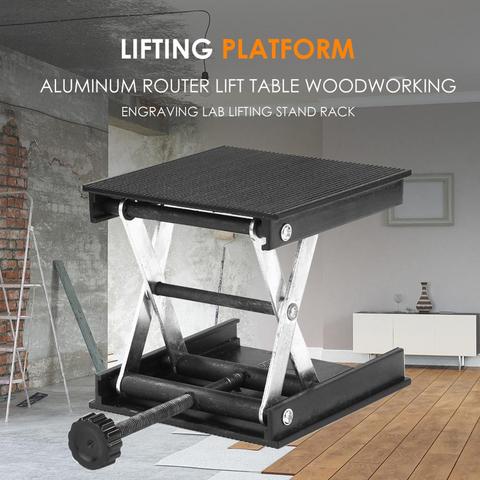 Aluminum Router Lift Table Woodworking Engraving Lab Lifting Stand Rack lift Adjustable Drill Mini Table Woodworking Tools drop ► Photo 1/6