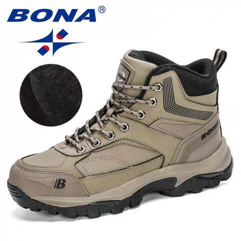 BONA 2022 New Designers Nubuck Hiking Boots Men Winter Shoes Walking Climbing Mountain Sport Boots Man Plush Warm Snow Footwear ► Photo 1/6