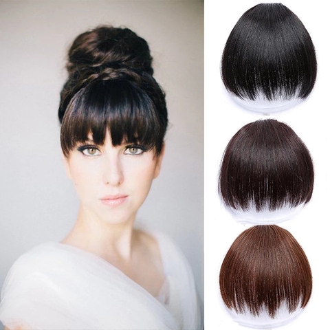 LUPU Women's Bangs, Short Hair Clips, Synthetic Hair, Natural Black, Solid Color ► Photo 1/6