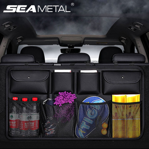 Car Rear Seat Back Organizer PU Leather Hanging Storage Bag Large Size Trunk Organizers Nets Pocket Auto Interior Accessories ► Photo 1/6