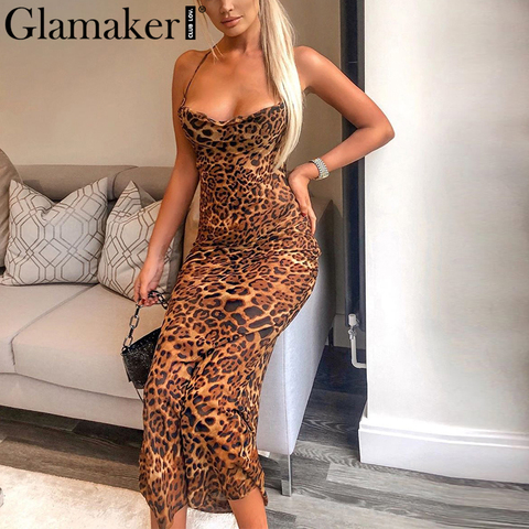 Glamaker Leopard print lace up women maxi dress summer sexy beach party  dress Female slim backless long sundress retro vestidos - Price history &  Review | AliExpress Seller - Glamaker Official Store 