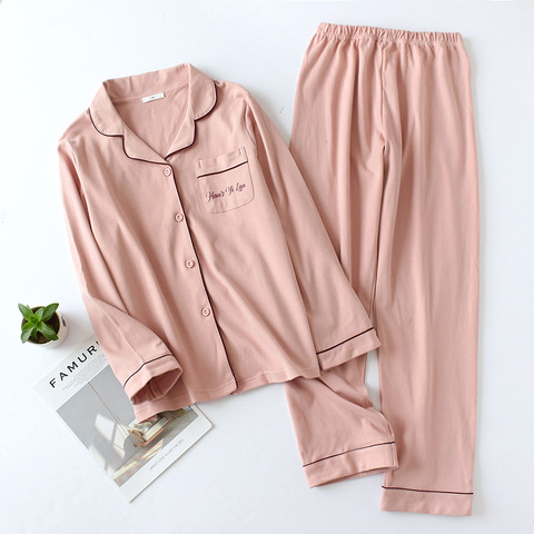 Couple's Cotton Pajamas Set for Autumn and Winter Long Sleeve Long Trousers Multi Colors Pajamas for Women and Men Homewear Suit ► Photo 1/6