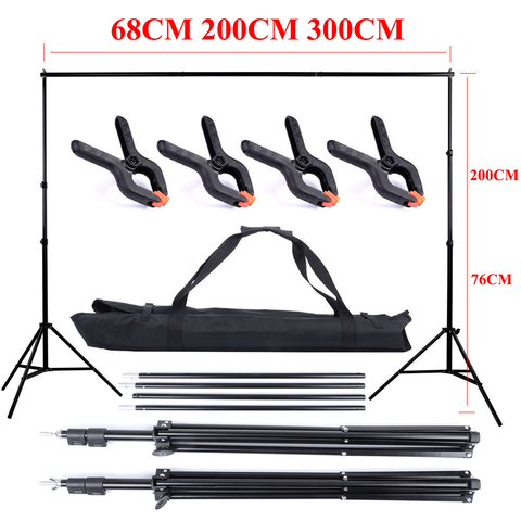 PHOTO BACKDROP STAND KIT Photo Studio Background Support Stand T Shape Backdrop for Studio Photo 68cm,200cm, 300cm ► Photo 1/6