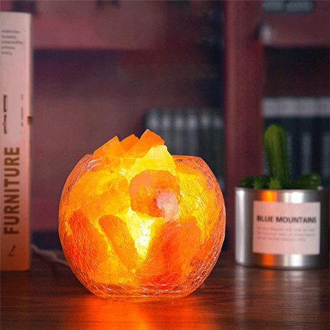 Crystal Salt Lamp Ice Crack Creative Night Light Natural Rock Himalayan Air Purifier Glowing Table Bedside Lamp Nightlight USB ► Photo 1/6