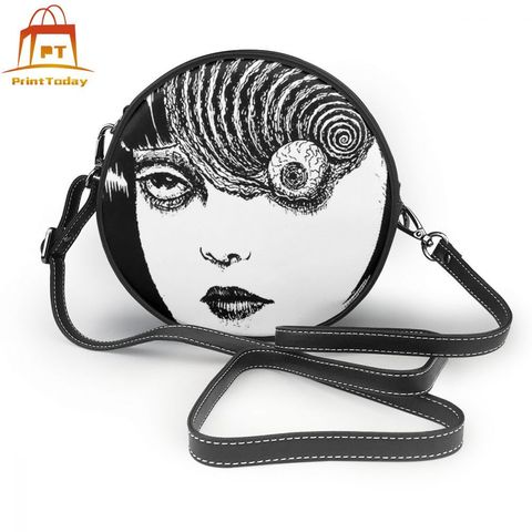 Japanese Anime Shoulder Bag Uzumaki Eye Leather Bag Street Trendy Women Bags Small Crossbody Woman Pattern Round Purse ► Photo 1/5