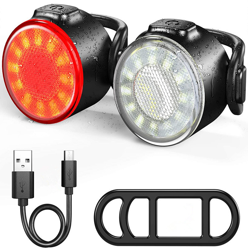MTB Bike Bicycle Cycling USB Rechargeable LED Head Front Light Rear Tail Lamp FF 