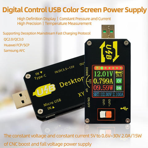 XY-UDP Digital USB DC DC Converter CC CV 0.6-30V 5V 9V 12V 24V 2A 15W Power Module Desktop Adjustable Regulated power supply ► Photo 1/6