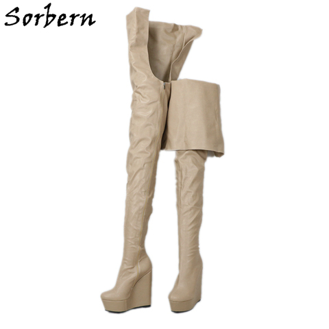 Sorbern Custom Crotch Thigh Boots Wedges Platform Extreme Long 85Cm Inside 125Cm Outside Shaft Length Unisex Boots Ladyboy ► Photo 1/6