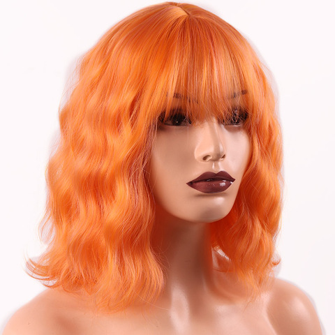 MERISI HAIR Short Water Wave Synthetic Hair Orange red Colors Available Wig For Women Heat Resistant Fiber Daily False Hair ► Photo 1/6