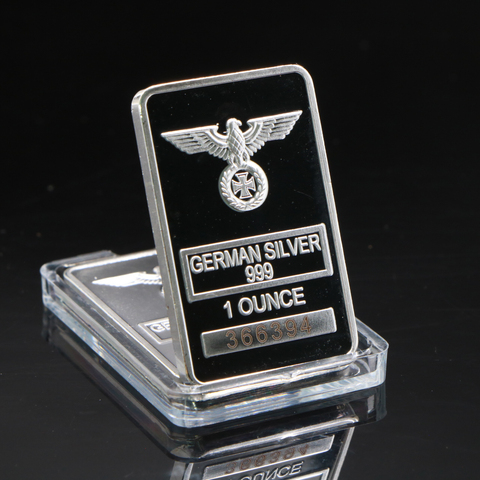 German Eagle Rare 1 Ounce Silver Bar 999 Silver Plated Cross Bar Clear Acrylic Capsule with different serial number ► Photo 1/3
