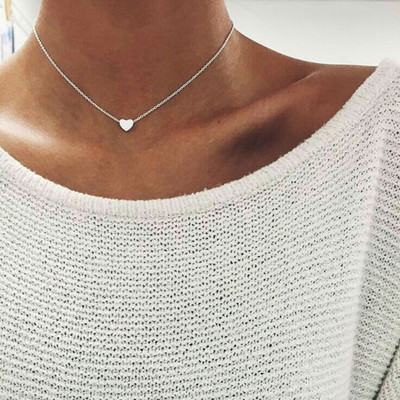 Fashion Tiny Heart Choker Necklace for Women Short Chain Shape Pendant Collares Necklace Ethnic Bohemian Jewelry Kolye Gift ► Photo 1/6