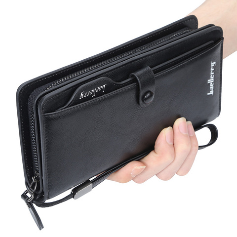 2022 New Men Long Fashion Wallets Desigh Zipper Card Holder Leather Purse Solid Coin Pocket High Quality Male Purse ► Photo 1/6