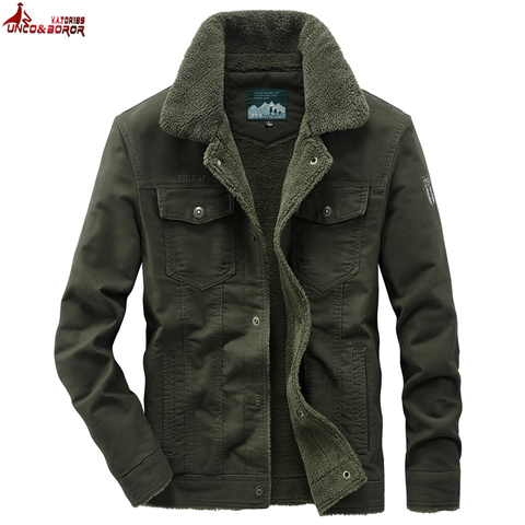 Big size 6XL 7XL 8XL Thick Warm Winter Military Fleece Cargo jacket Male 100% cotton Casual Air Force Flight Jacket men clothing ► Photo 1/5