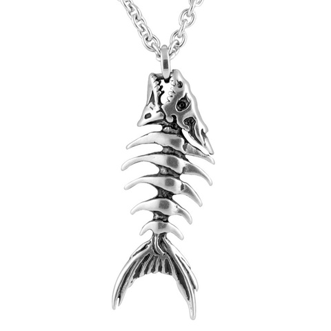 New retro gothic fish row pendant necklace men women chain necklace biker punk necklace pendant jewelry gift wholesale ► Photo 1/6