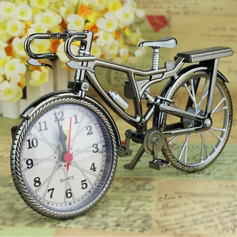 Antique Style Vintage Arabic Numeral Retro Bicycle Pattern Creative Alarm Clock Home Bedroom Dormitory Decor For Batteries ► Photo 1/6