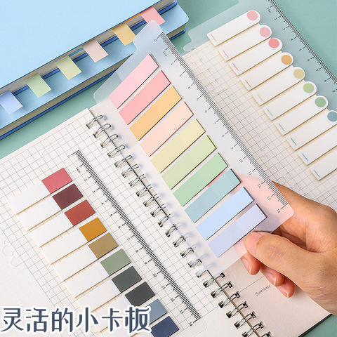 New Arrival Morandi Collor Sticky Notes Memo Pad with Ruler Highlighter Marker Page Flags To Do List Korean Fashion Index Tab ► Photo 1/5