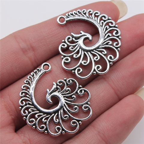 WYSIWYG 4pcs 31x32mm Filigree Spiral Phoenix Antique Silver Color Metal Alloy Jewelry Findings Diy Accessories ► Photo 1/5