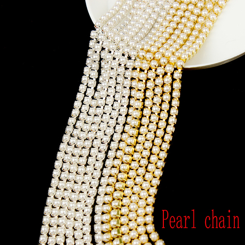 New products ABS pearl chain gold claw / silver claw base 5 yards/10 yards DIY clothing shoes and hats decorative accessories ► Photo 1/6