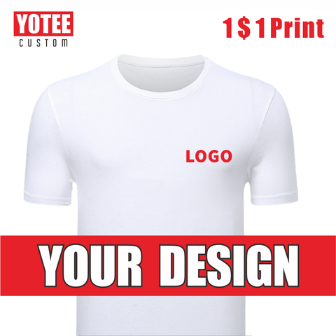 YOTEE summer cotton trend round neck T-shirt LOGO custom embroidery fashion men and women casual T-shirt ► Photo 1/6