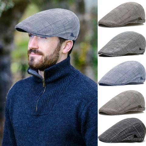 New Fashion Men Checks Plaid Cotton Gatsby Cap Driving Sun Flat Cabbie Beret Newsboy Ivy Hat ► Photo 1/6