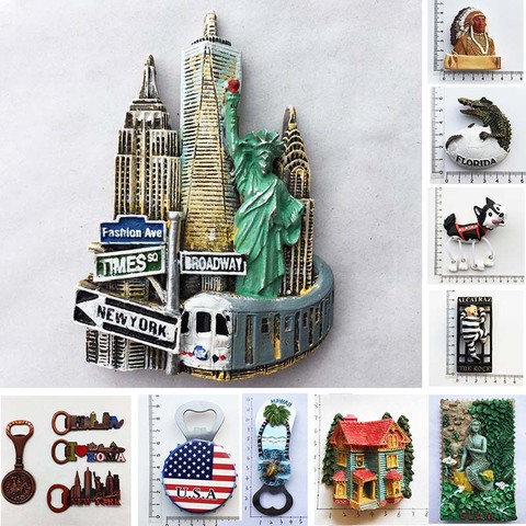 USA Fridge Magnets Bottle Opener New York Tourist Souvenirs Refrigerator Magnetic Stickers Collection Decoration Gifts ► Photo 1/6