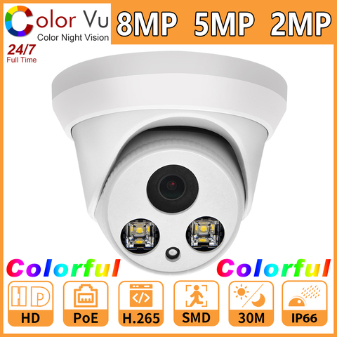 Hikvision Compatible ColorVu Full Color IP Camera Colorful 8MP 5MP 2MP Network Cam Security CCTV PoE HD 1080P ONVIF H.265 P2P ► Photo 1/6