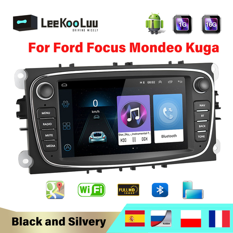 LeeKooLuu 2 Din Car Radio Mirror Link Android Autoradio For Ford Focus 2 S-MAX Mondeo mk4 C-MAX Galaxy WIFI GPS Car Multimedia ► Photo 1/6