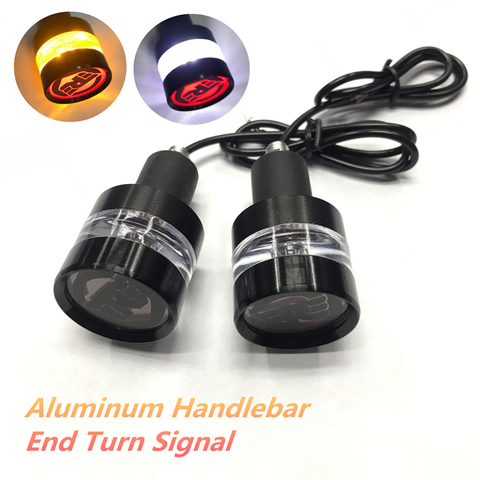 1 Pair Dual Colors Motorcycle DRL Turn Signal LED Light Indicator Blinker Handle Bar End Handlebar ► Photo 1/6